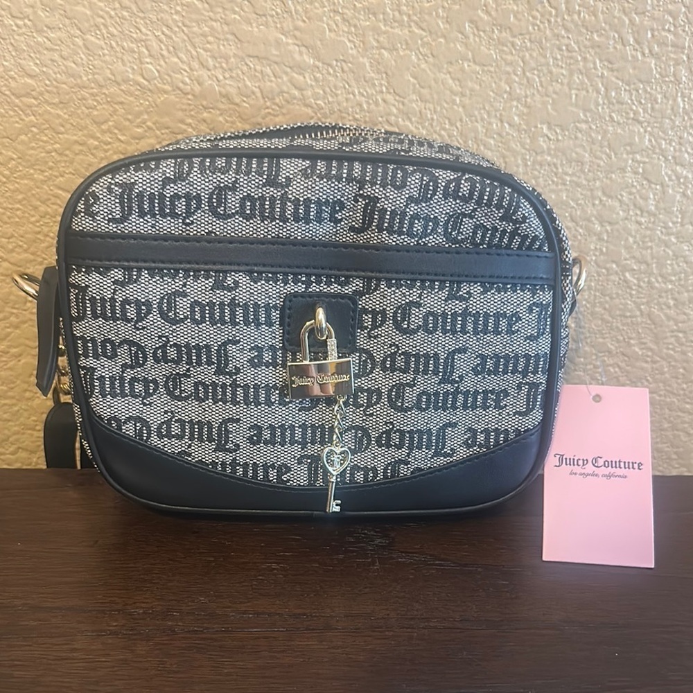 Juicy Couture Black and Gray Crossbody Bag with Iconic Branding